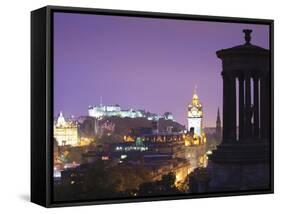 Edinburgh Cityscape at Dusk Looking Towards Edinburgh Castle, Edinburgh, Lothian, Scotland, Uk-Amanda Hall-Framed Stretched Canvas