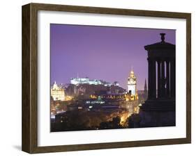 Edinburgh Cityscape at Dusk Looking Towards Edinburgh Castle, Edinburgh, Lothian, Scotland, Uk-Amanda Hall-Framed Photographic Print