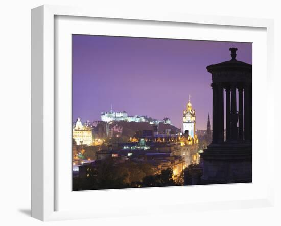 Edinburgh Cityscape at Dusk Looking Towards Edinburgh Castle, Edinburgh, Lothian, Scotland, Uk-Amanda Hall-Framed Photographic Print