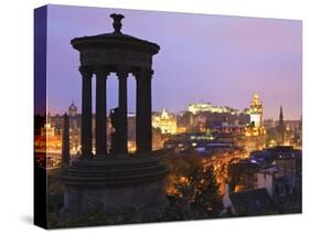 Edinburgh Cityscape at Dusk Looking Towards Edinburgh Castle, Edinburgh, Lothian, Scotland, Uk-Amanda Hall-Stretched Canvas