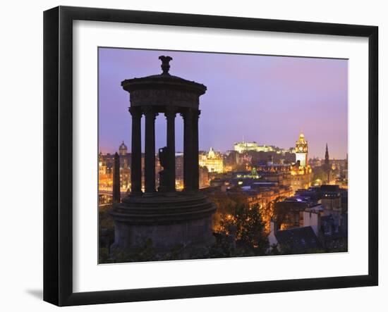 Edinburgh Cityscape at Dusk Looking Towards Edinburgh Castle, Edinburgh, Lothian, Scotland, Uk-Amanda Hall-Framed Photographic Print