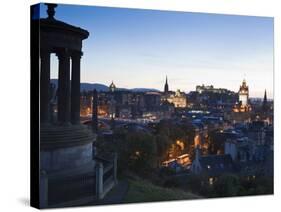 Edinburgh Cityscape at Dusk Towards Edinburgh Castle, Edinburgh, Lothian, Scotland, Uk-Amanda Hall-Stretched Canvas
