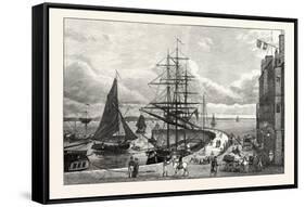 Edinburgh: Leith Pier and Harbour 1798-null-Framed Stretched Canvas