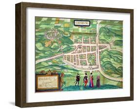 Edinburgh Map, from "Civitates Orbis Terrarum" by Georg Braun and Frans Hogenberg circa 1572-1617-Joris Hoefnagel-Framed Giclee Print