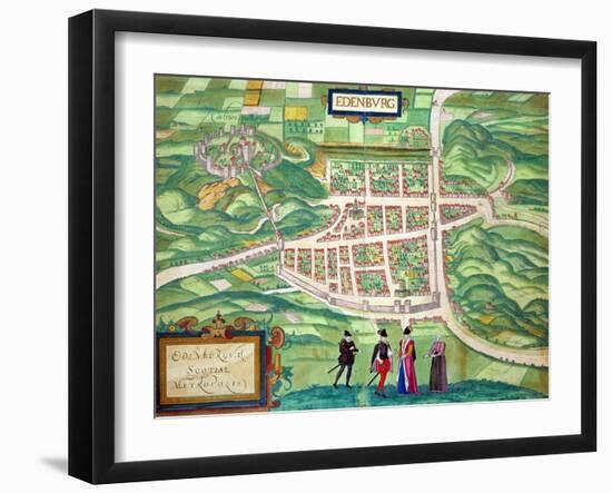 Edinburgh Map, from "Civitates Orbis Terrarum" by Georg Braun and Frans Hogenberg circa 1572-1617-Joris Hoefnagel-Framed Giclee Print