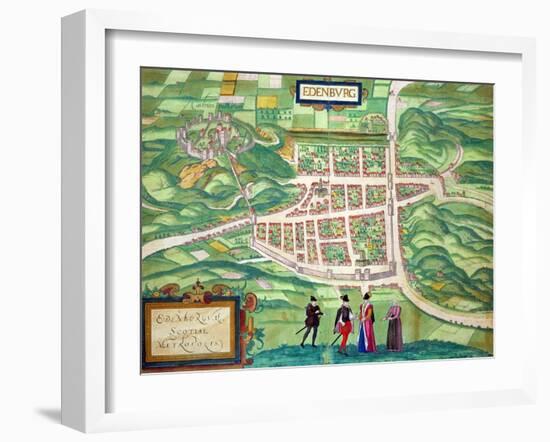 Edinburgh Map, from "Civitates Orbis Terrarum" by Georg Braun and Frans Hogenberg circa 1572-1617-Joris Hoefnagel-Framed Giclee Print
