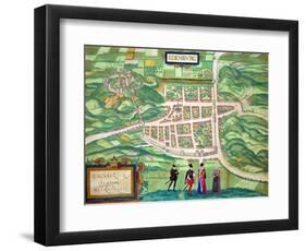 Edinburgh Map, from "Civitates Orbis Terrarum" by Georg Braun and Frans Hogenberg circa 1572-1617-Joris Hoefnagel-Framed Premium Giclee Print