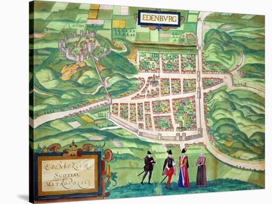 Edinburgh Map, from "Civitates Orbis Terrarum" by Georg Braun and Frans Hogenberg circa 1572-1617-Joris Hoefnagel-Stretched Canvas