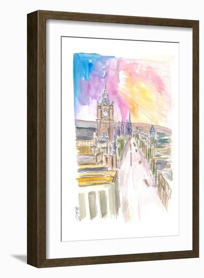 Edinburgh Princess Street at Sunset-M. Bleichner-Framed Art Print