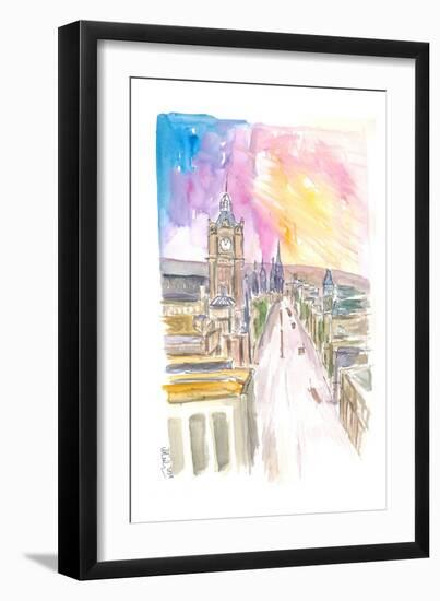 Edinburgh Princess Street at Sunset-M. Bleichner-Framed Art Print