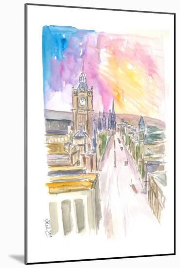 Edinburgh Princess Street at Sunset-M. Bleichner-Mounted Art Print