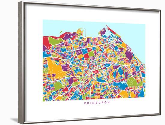 Edinburgh Street Map-Michael Tompsett-Framed Art Print