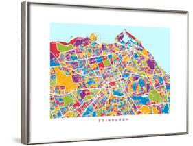 Edinburgh Street Map-Michael Tompsett-Framed Art Print