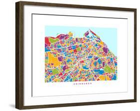 Edinburgh Street Map-Michael Tompsett-Framed Art Print