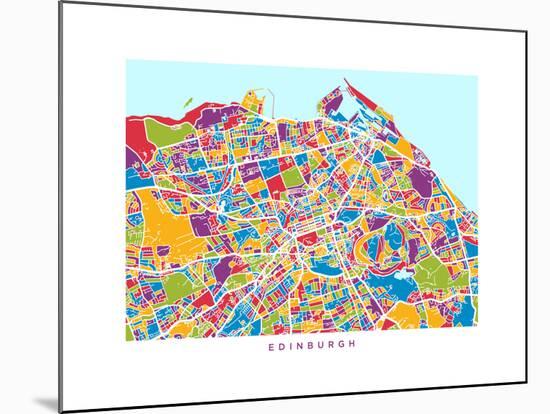 Edinburgh Street Map-Michael Tompsett-Mounted Art Print