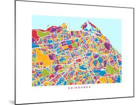 Edinburgh Street Map-Michael Tompsett-Mounted Art Print