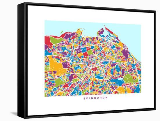 Edinburgh Street Map-Michael Tompsett-Framed Stretched Canvas