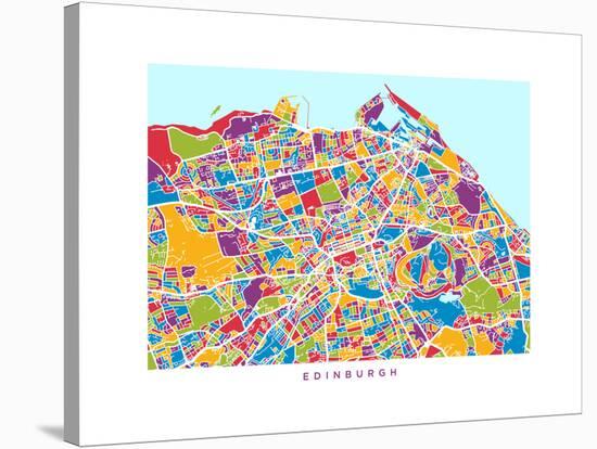 Edinburgh Street Map-Michael Tompsett-Stretched Canvas