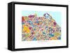 Edinburgh Street Map-Michael Tompsett-Framed Stretched Canvas