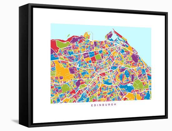 Edinburgh Street Map-Michael Tompsett-Framed Stretched Canvas