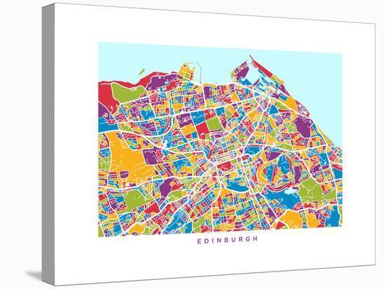 Edinburgh Street Map-Michael Tompsett-Stretched Canvas