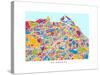 Edinburgh Street Map-Michael Tompsett-Stretched Canvas