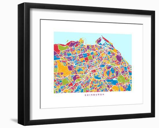 Edinburgh Street Map-Michael Tompsett-Framed Art Print