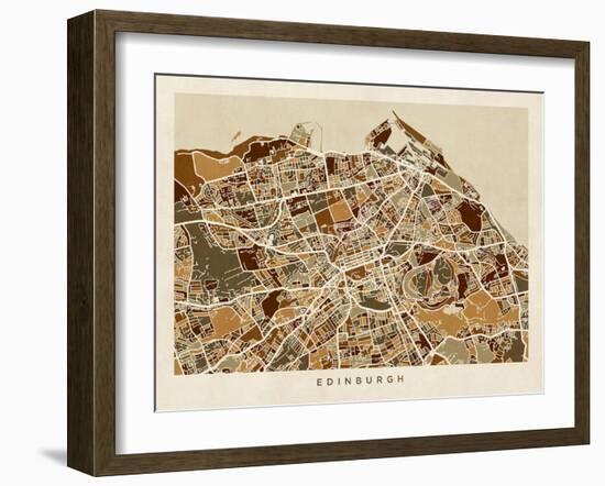 Edinburgh Street Map-Michael Tompsett-Framed Art Print