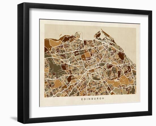 Edinburgh Street Map-Michael Tompsett-Framed Art Print