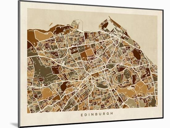 Edinburgh Street Map-Michael Tompsett-Mounted Art Print