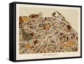 Edinburgh Street Map-Michael Tompsett-Framed Stretched Canvas