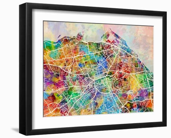 Edinburgh Street Map-Michael Tompsett-Framed Art Print