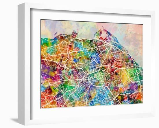 Edinburgh Street Map-Michael Tompsett-Framed Art Print