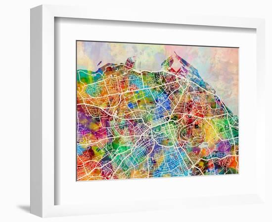 Edinburgh Street Map-Michael Tompsett-Framed Art Print