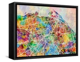 Edinburgh Street Map-Michael Tompsett-Framed Stretched Canvas