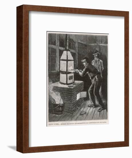 Edison at Work 1880-null-Framed Art Print