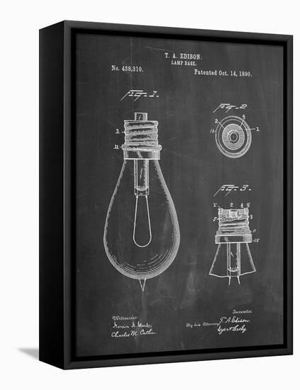 Edison Lamp Base Patent Print-Cole Borders-Framed Stretched Canvas