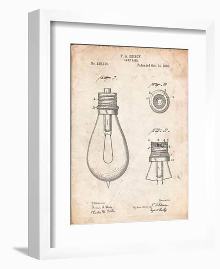 Edison Lamp Base Patent Print-Cole Borders-Framed Art Print