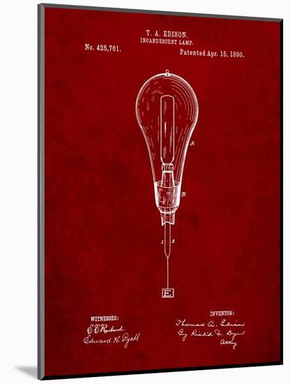 Edison Light Bulb 1890 Patent-Cole Borders-Mounted Art Print