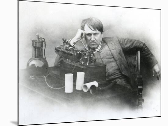 Edison, Phonograph-null-Mounted Photographic Print