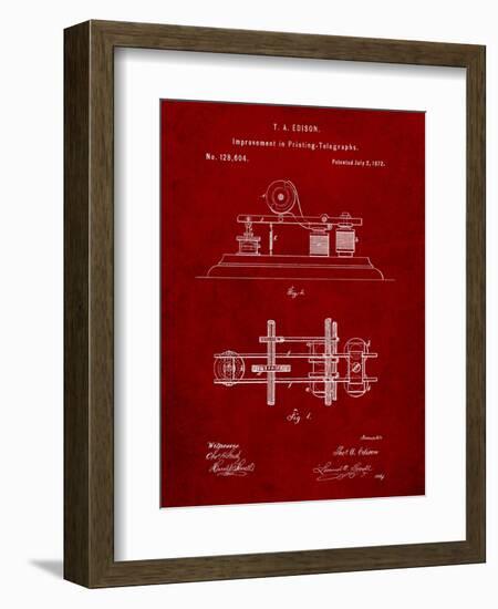 Edison Printing Telegraph Patent Art-Cole Borders-Framed Art Print