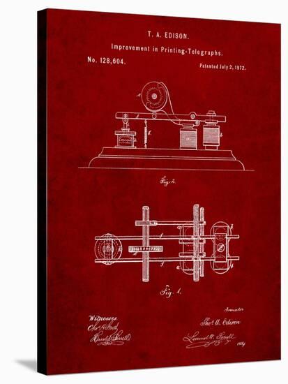 Edison Printing Telegraph Patent Art-Cole Borders-Stretched Canvas