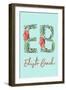 Edisto Beach, South Carolina - Floral Abbreviation - Lantern Press Artwork-Lantern Press-Framed Art Print
