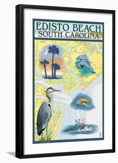 Edisto Beach, South Carolina - Nautical Chart-Lantern Press-Framed Art Print