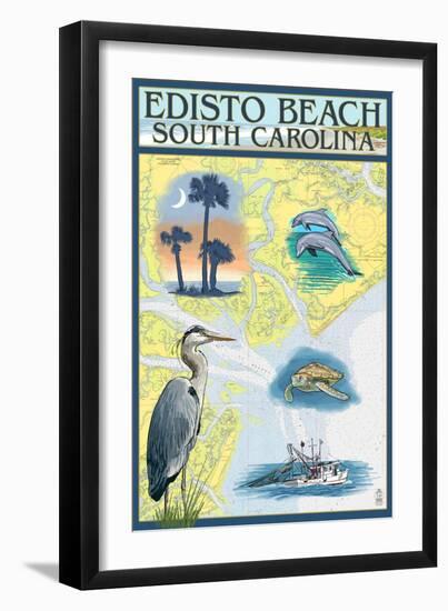 Edisto Beach, South Carolina - Nautical Chart-Lantern Press-Framed Art Print