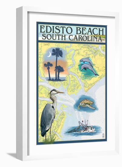 Edisto Beach, South Carolina - Nautical Chart-Lantern Press-Framed Art Print