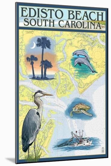 Edisto Beach, South Carolina - Nautical Chart-Lantern Press-Mounted Art Print