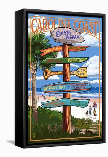 Edisto Beach, South Carolina - Sign Destinations-Lantern Press-Framed Stretched Canvas