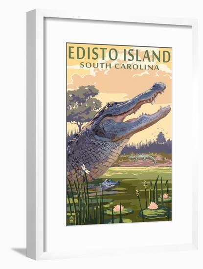 Edisto Island, South Carolina - Alligator-Lantern Press-Framed Art Print