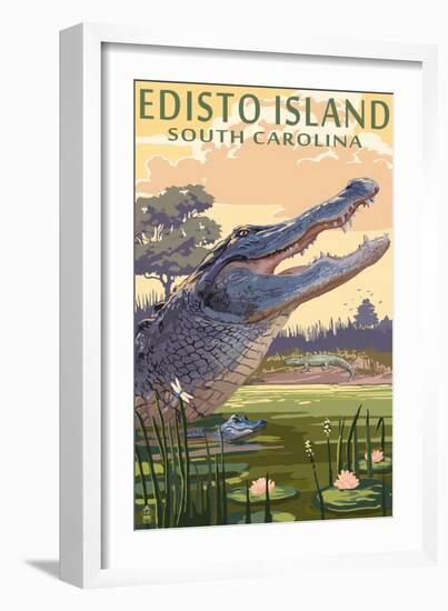 Edisto Island, South Carolina - Alligator-Lantern Press-Framed Art Print